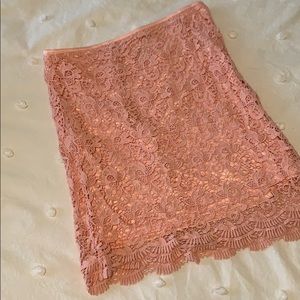 Petal pink lace skirt
